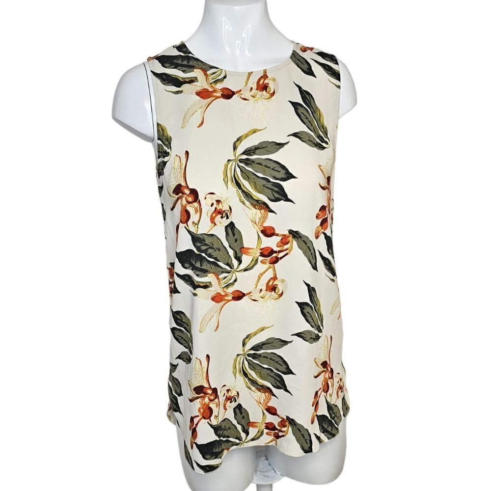 Aritzia Babaton Womens  Floral Round Hem Zip Back Tank Size XXS